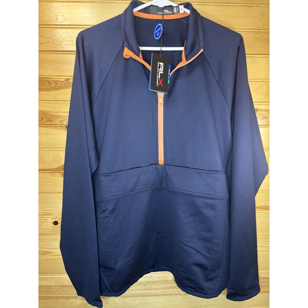 NWT RLX Ralph Lauren Men's Royal Navy Quarter Zip Pullover Golf $168.00 Large - Picture 2 of 9